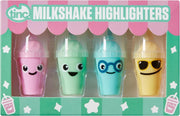 Milkshake Shaped Coloured Highlighter Pens for Kids For use at School & Homework - Four Funky Colours - Yellow Green Blue and Pink - 1 count (Pack of 4) Milkshake Highlighters