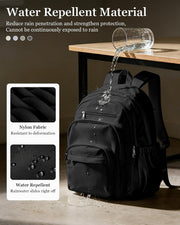 WEPOET Backpack Women Men School Backpack Large with Many Compartments Waterproof Backpack Lightweight for School Backpack Teenager Daypacks Backpack for Boys Girls, A1 black, Rucksack Backpacks