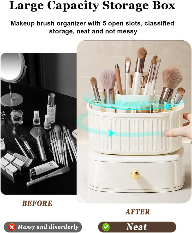 URbazaar Makeup Organizer With Drawers, Large Capacity Desk Organizer, Organizer and Storage for Cosmetics, Lipsticks, Jewelry, Skincare, Holder for Brushes,Eyeshadow,Dresser Countertop