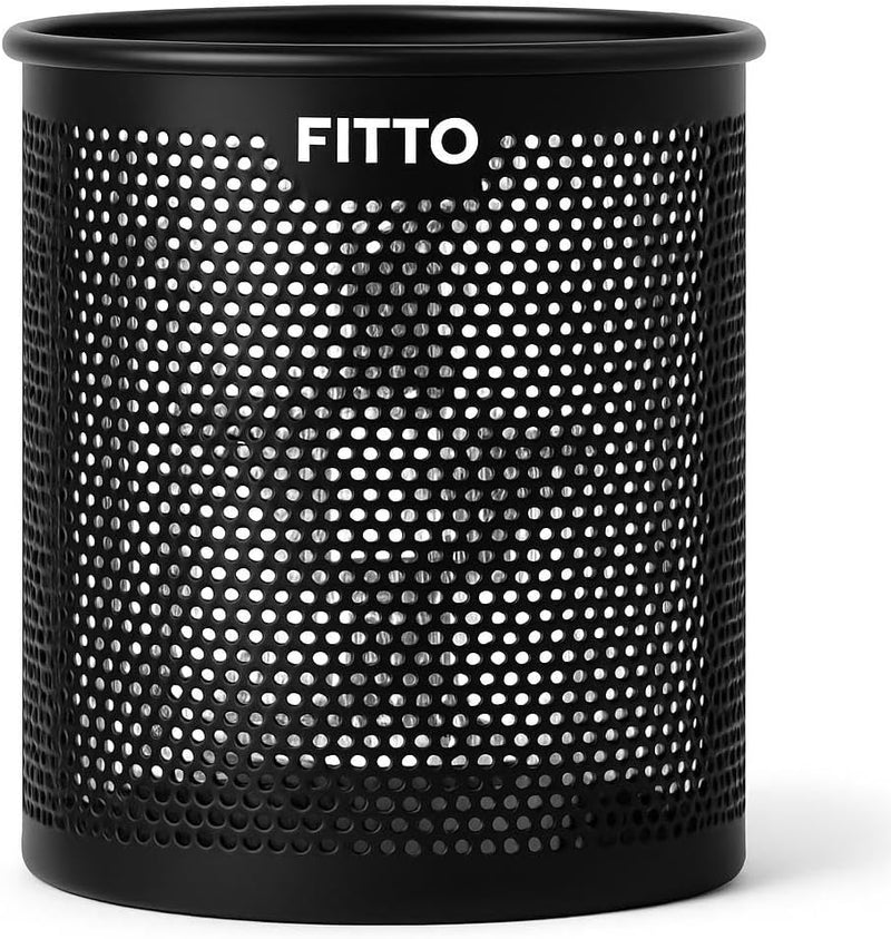 Fitto Round Pen Holder 10x8cm Black for Office Desk Organization