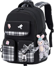 Kids School Backpack for Boys and Girls Teens Elementary Backpack Large Toddler Bookbags Simple Modern Kindergarten Book Bag Lightweight Waterproof Cute Bag for Child - Black