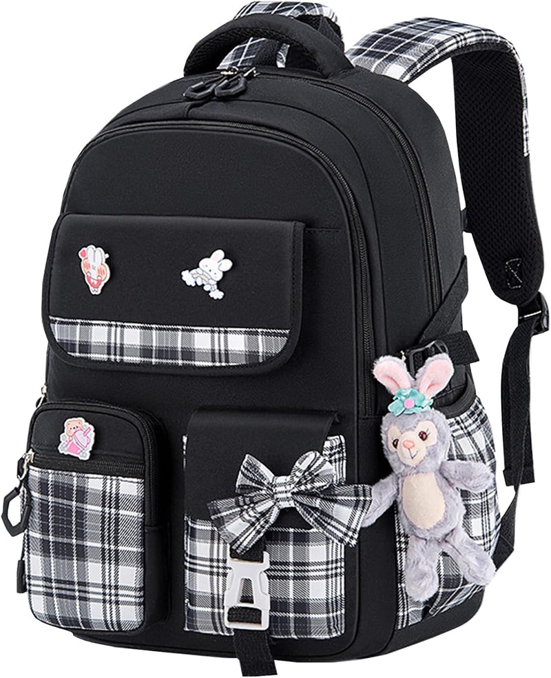 Kids School Backpack for Boys and Girls Teens Elementary Backpack Large Toddler Bookbags Simple Modern Kindergarten Book Bag Lightweight Waterproof Cute Bag for Child - Black