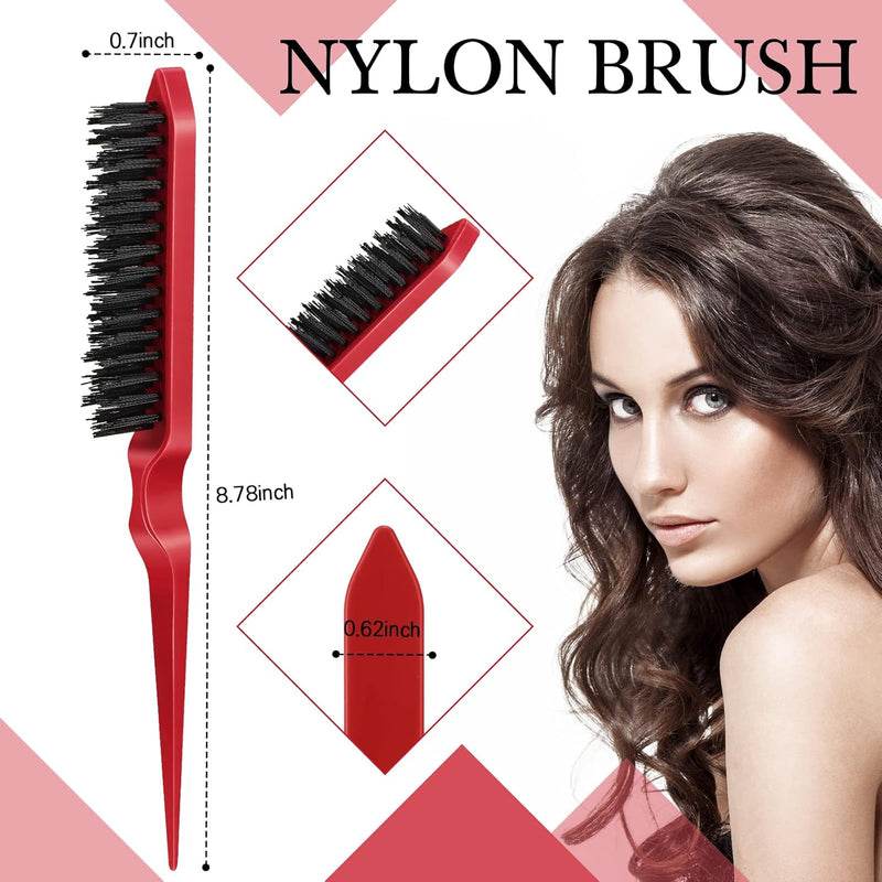 Geiserailie 3 Pcs Slick Back Hair Brush Set Bristle Brush Edge Control Teasing Comb for Women Black Hair(Black)