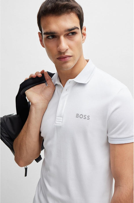 BOSS Men's Paule 1 Slim-Fit Interlock Cotton Polo Shirt with Mesh Logo