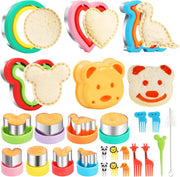 Sandwich Cutters For Kids Lunch, 25 Pcs Cutter And Sealer Set, Uncrustable Cutter, Crustless Shapes Lunch Box, Vegetable Fruit Bento Box