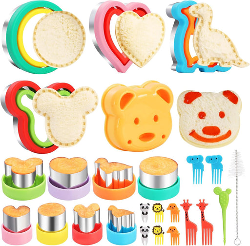 Sandwich Cutters For Kids Lunch, 25 Pcs Cutter And Sealer Set, Uncrustable Cutter, Crustless Shapes Lunch Box, Vegetable Fruit Bento Box