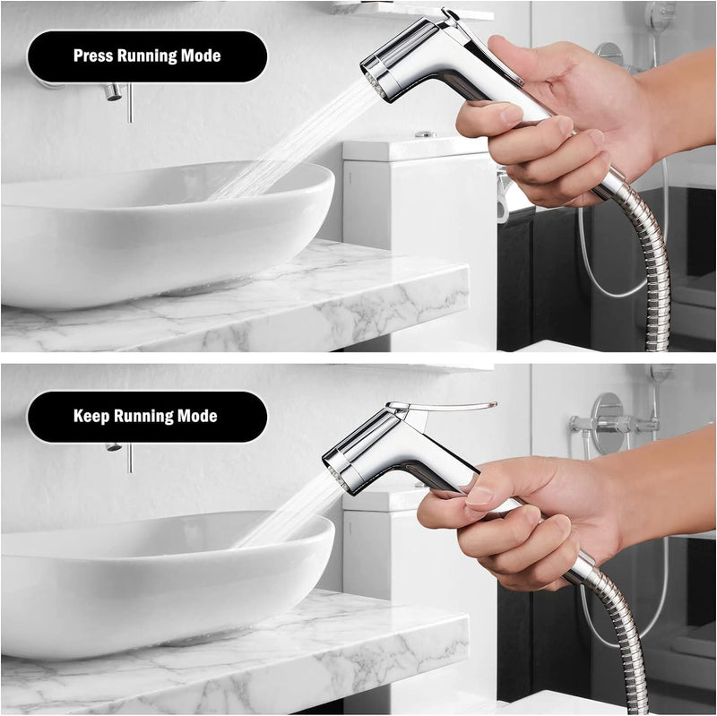 You Bella Shattaf Set, Bidet Sprayer for Toilet with 47inch Stainless Steel Bidet Hose, Wall Mounted Handheld Bathroom Spray for Personal Hygiene, Chrome