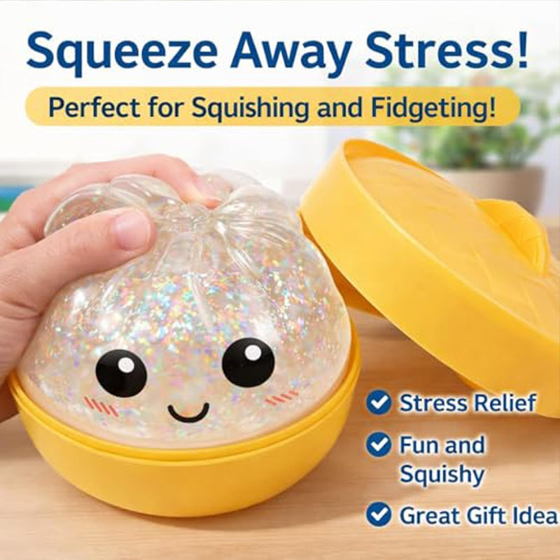SLEEPHEAD Big Glitter Dumpling Squishy Cute Adorable Soft Silicone Squeeze Toy for Stress Relief