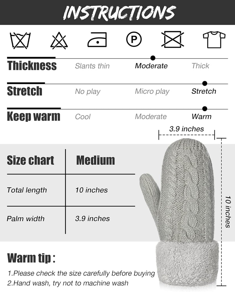 4 Pieces Women Winter Hat and Glove Set, Warm Knitted Beanie Hat Glove Snow Ski Skull Cap with Visor and Touchscreen Glove
