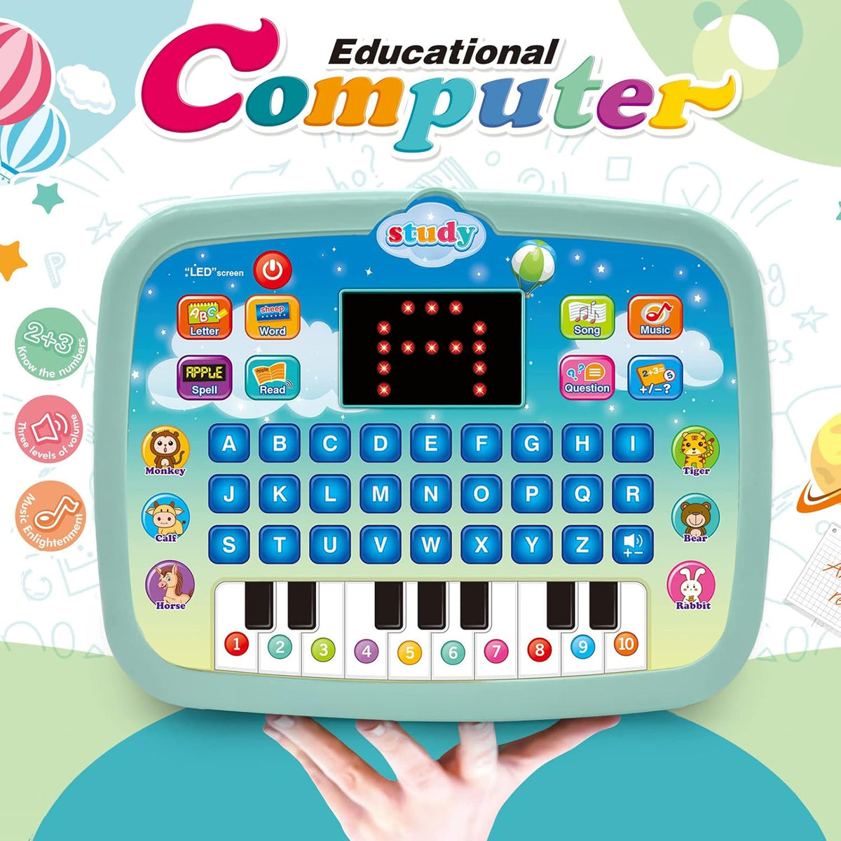 Wenbeier Kids Tablet/Toddler Learning Pad with LED Screen Teach Alphabet, Numbers, Word, Music, Math, Early Development Interactive Electronic Toy for Boys & Girls 3 Years+ – image 2