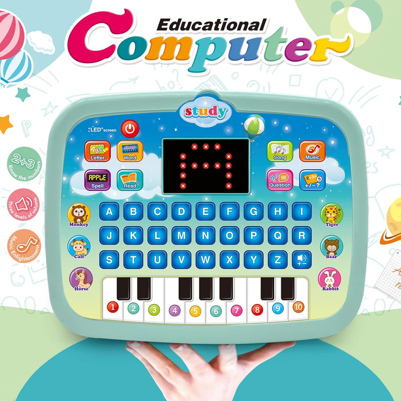 Wenbeier Kids Tablet/Toddler Learning Pad with LED Screen Teach Alphabet, Numbers, Word, Music, Math, Early Development Interactive Electronic Toy for Boys & Girls 3 Years+