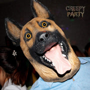 CreepyParty Novelty Halloween Party Latex Animal Dog Head Mask Sounding German Shepherd (Silent)