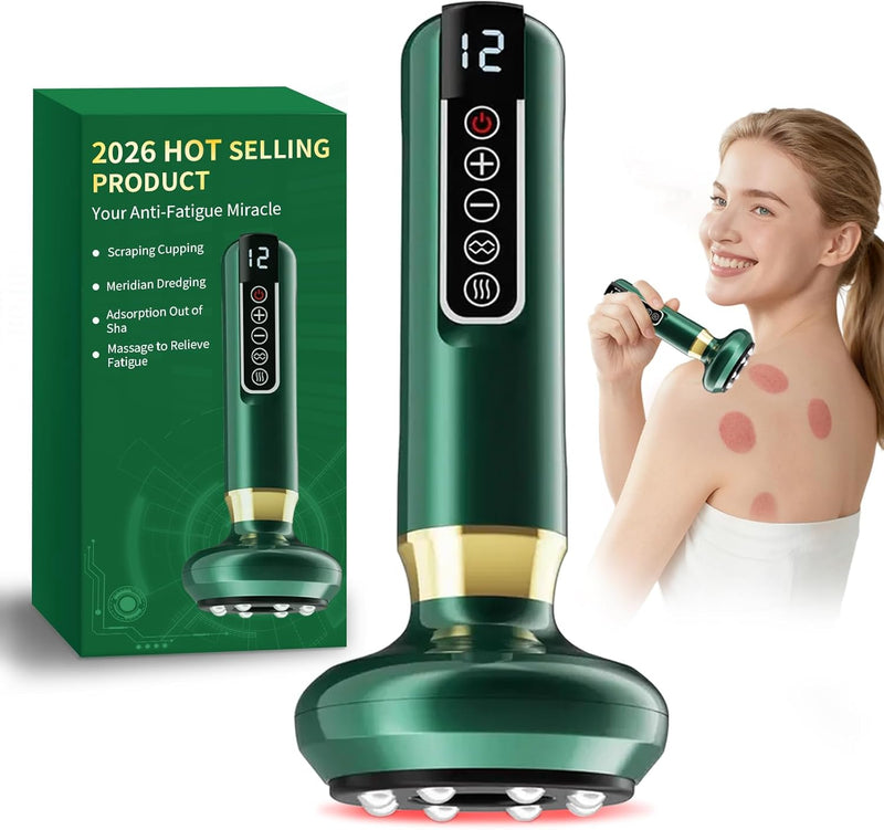 Anti Cellulite Massage Tool, Lymphatic Drainage Massager, 12 Suction Modes Cupping Machine, Rechargeable Cellulite Remover for Legs, for Back Abdomen, Waist, Arms, Legs, Buttocks (Green) - Green