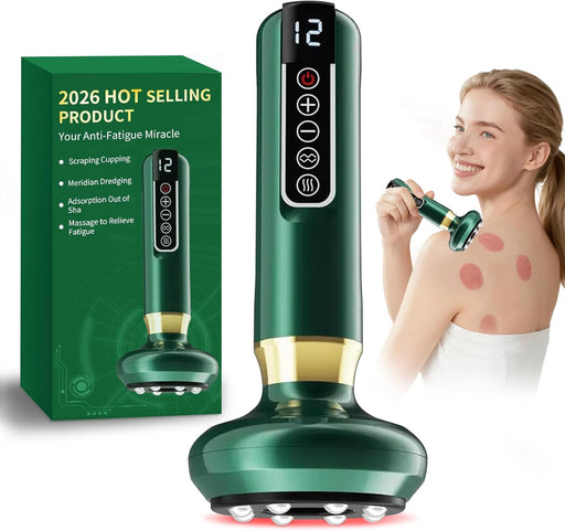 Anti Cellulite Massage Tool, Lymphatic Drainage Massager, 12 Suction Modes Cupping Machine, Rechargeable Cellulite Remover for Legs, for Back Abdomen, Waist, Arms, Legs, Buttocks (Green) - Green