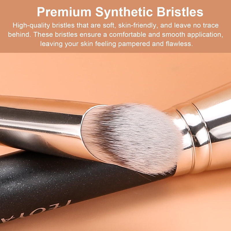 TEOYALL Angled Foundation Contour Brush, Synthetic Kabuki Brush for Concealing Blending Setting Buffing with Liquid, Cream and Powder Cosmetic (170S)