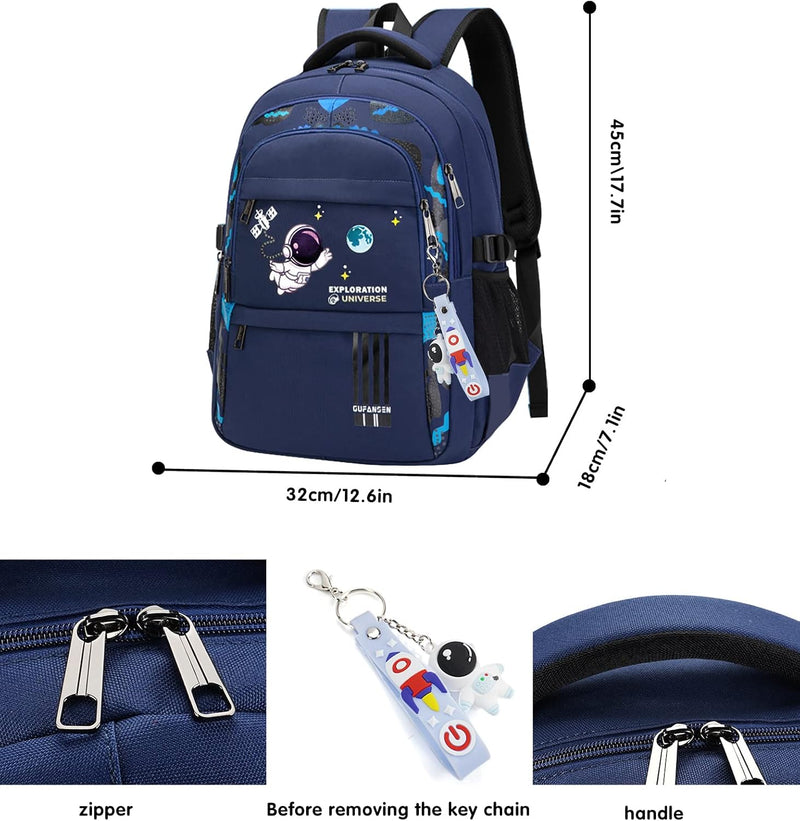 Astronaut Backpack for Boys Teens, Large Capacity School Bag Bookbag for Kids Elementary Middle