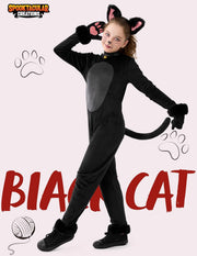 Spooktacular Creations Girls Cat Costume, Black Cat Plush Costume, Child Outfit Set for Kids Halloween Role Play Themed Party