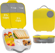 b.box Lunchbox Jumbo Bento Box with 4 Compartments (2 Leakproof), Removable Divider, Gel Cold Pack Ideal for School from 3+ 1L Capacity - Cranberry