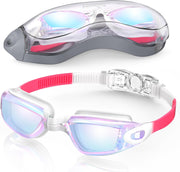 Aegend Swim Goggles, Swimming Goggles No Leaking Adult Men Women Youth, Aqua, UK-02-0016-1 - Raspberry-red White