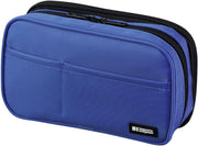 Lihit Lab. Double Zipper Pen Case, 7.9 X 2.8 X 4.7 Inches, Black (A7555-24) - 1 count (Pack of 1) Blue