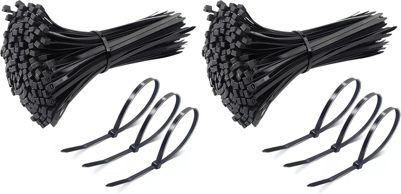 MOMENT Self Locking Cable Ties 300 x 4.8 mm 12" inch 100 Pieces, Black Heat Resistant Cable Zip Ties Self-Locking Cable Organizer Anti - Slip Wire Organizer For Indoor & Outdoor Use - Pack of 2