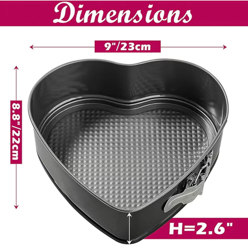 FEELINGS Heart Shaped Springform Baking Pan, Dark Grey, 9 Inch, Non-Stick