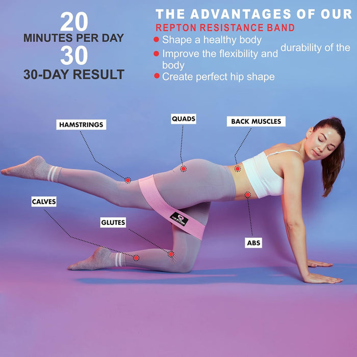 3 Sets Resistance Bands | Glutes, Hips and Legs Exercise Band | Ideal for Home Gym Fitness, Yoga, Pilates & Workout | Women and Men Non-Slip Booty Band | Physio Resistant Loop
