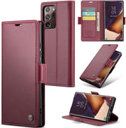 For Samsung Galaxy A73 5G Leather Case RFID Blocking 3 Card Slot Mobile Cover - Black - Galaxy Note 20 Ultra / Ultra 5G Black
