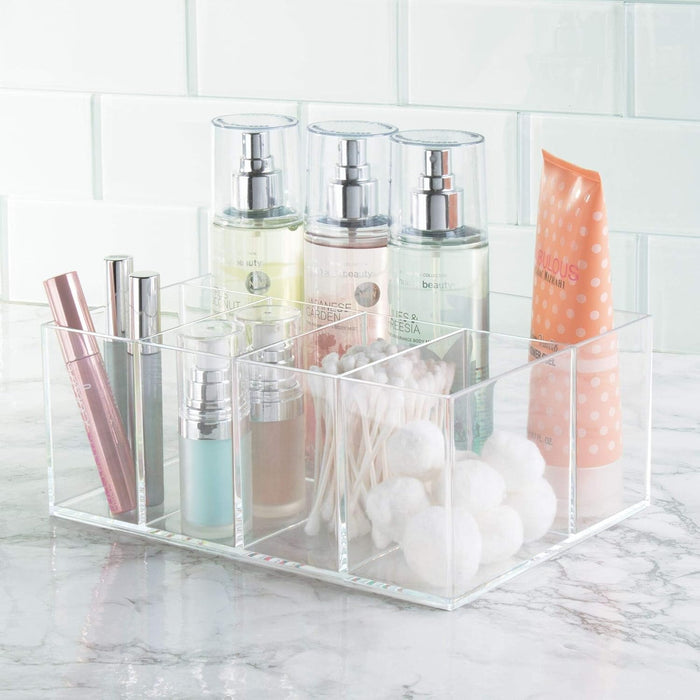 INTERDESIGN Idesign Organizer For Vanity Cabinet To Hold Makeup Beauty Products Hair Accessories – 5 Compartments, Clear Clarity Cosmetic, 5 Section