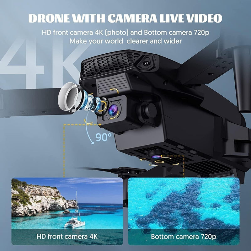 LIMOS Mini Drone with Camera 1080p HD Foldable Drone for Kids Adults with Carrying Case Battery 90 Adjustable Lens Altitude Hold One Key Takeoff 360 Flip Toy Gift
