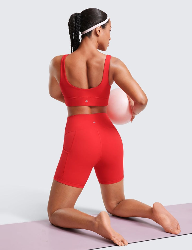 CRZ YOGA Womens Butterluxe Biker Shorts with Pockets 5 Inches - High Waisted Volleyball Workout Athletic Yoga Short Leggings