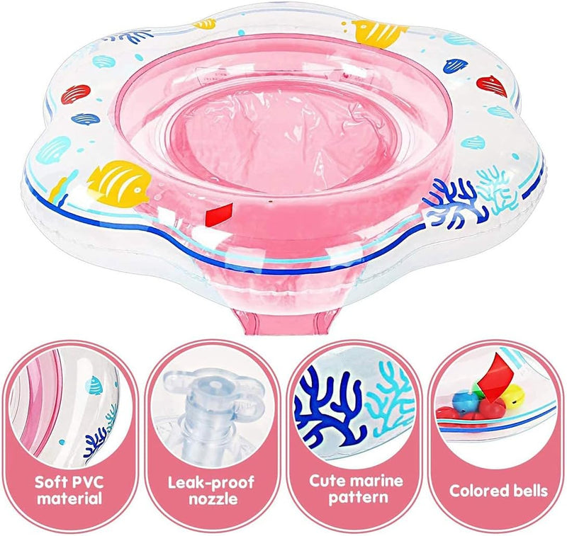 SKEIDO Baby Double Airbags Floating PVC Inflatable Baby Swim Float Seat Swimming Ring -Pink