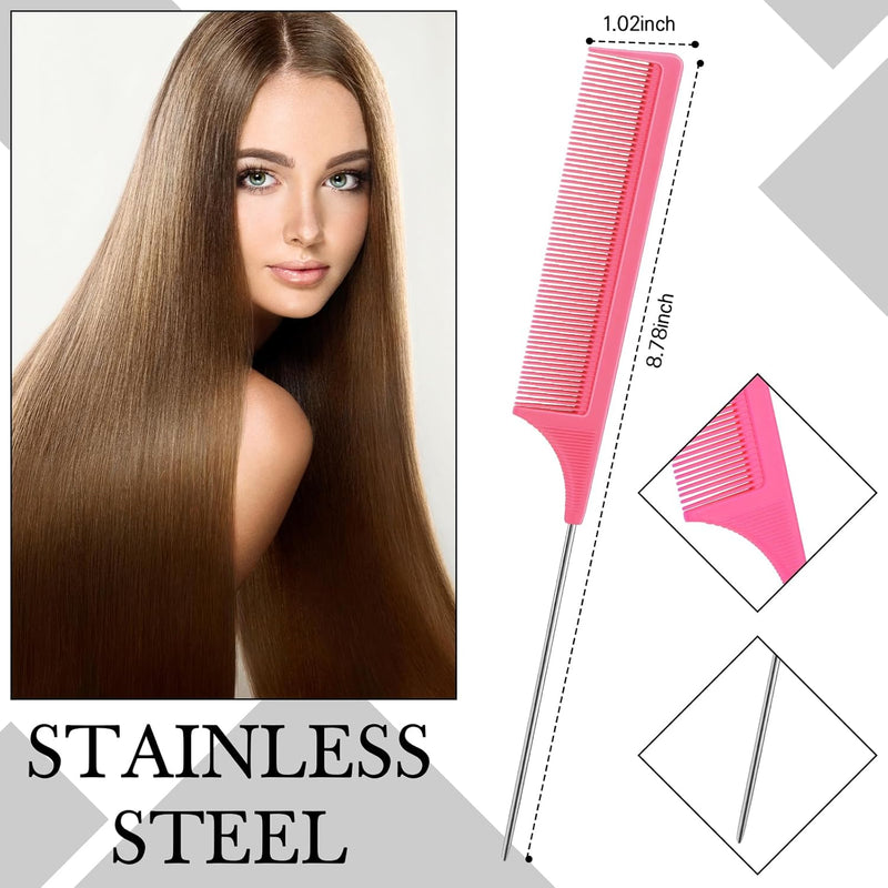 Geiserailie 3 Pcs Slick Back Hair Brush Set Bristle Brush Edge Control Teasing Comb for Women Black Hair(Black)