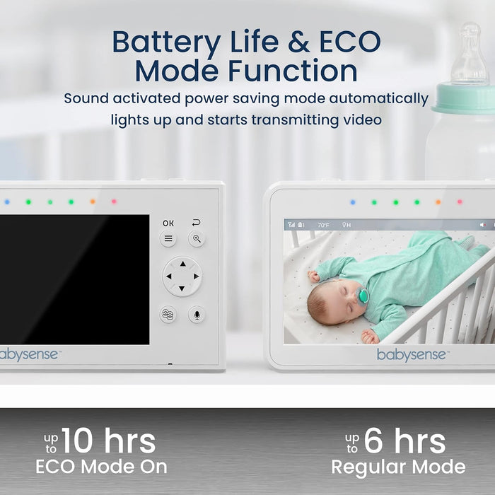 Babysense 4.3" Split Screen, Baby Monitor with Two Cameras and Audio