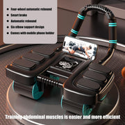 SKY-TOUCH 4-Wheel Automatic Rebound Ab Roller - Ultimate Core Strength Trainer with Elbow Supports, Knee Mat, and Timer for Effective Abs Workouts,36 23 25cm,Black