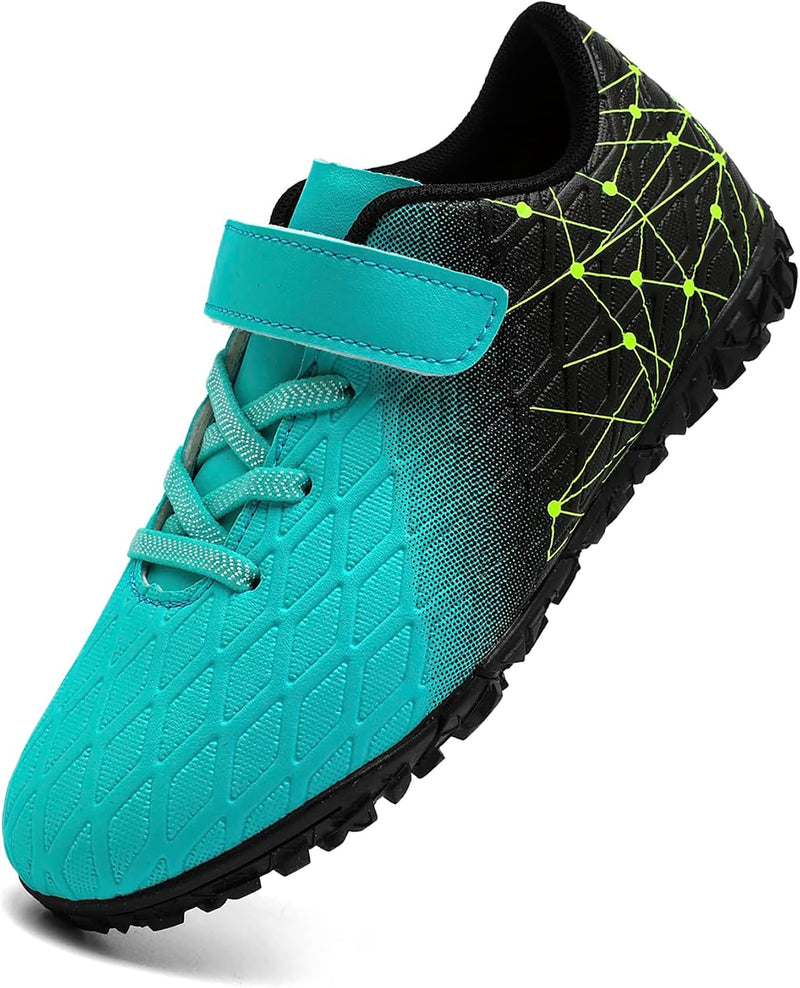 Boys Soccer Shoes Kids Girls Astro Turf Trainers Firm Ground Cleats Football Boots Outdoor Sneakers Athletic Sport Shoes Teenager Professional Football Shoes - Turquoise