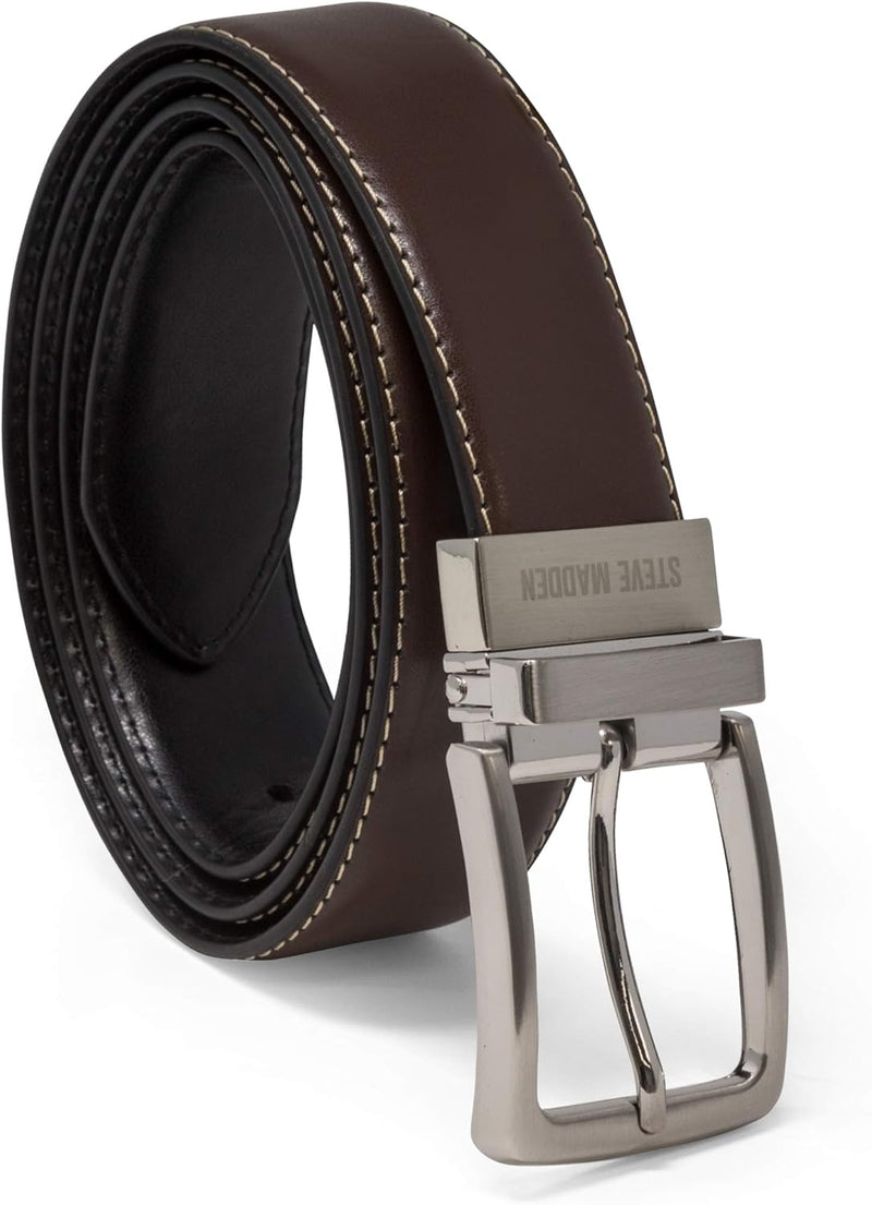 mens Dress Casual Every Day Leather Belt Belt - Brown/Black