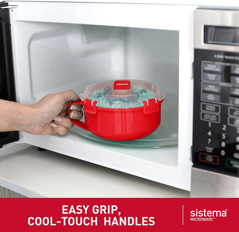 Sistema Microwave Egg Cooker and Poacher with Steam Release Vent, Dishwasher Safe, 9.16-Ounce, Red