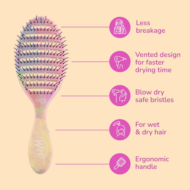 Wet Brush Speed Dry Hair Brush - Color Wash, Watermark - Vented Design and Ultra Soft HeatFlex Bristles Are Blow Dry Safe With Ergonomic Handle Manages Tangle and Uncontrollable Hair - Pain-Free