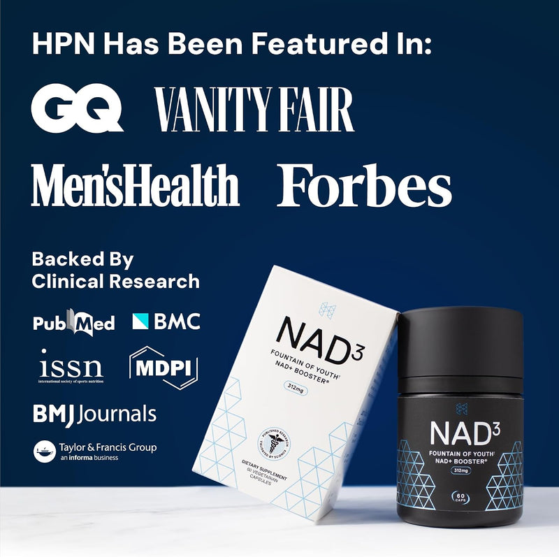 HPN NAD+ Booster (NAD3) Anti Aging Cell Booster True NAD Supplement Cell Regenerator 60 Veggie Capsules
