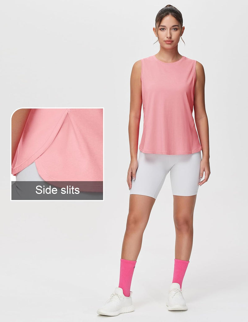 THE GYM PEOPLE Women's Workout Tank Tops Loose Fit Sleeveless Breathable Yoga Shirts with Side Slits