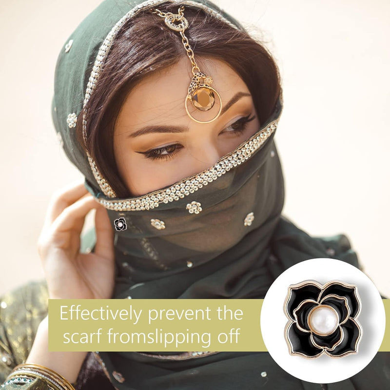 KOWVOWZ 8 Pairs Hijab Magnetic Pins, Strongest Commercial Strength Hijab Pins for Women, Flower Shaped Safety Pins Multi-Use Muslim Scarf Magnetic Hijab Buttons