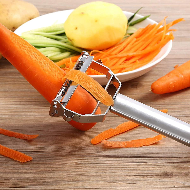 DELFINO Peeler Stainless Steel Cutter Slicer for Carrot Potato Melon Gadget Vegetable Fruit Steel Peeler Double Sided Blade Multi-functional Vegetable Cutter and Fruit Slicer Dual Blade for Kitchen