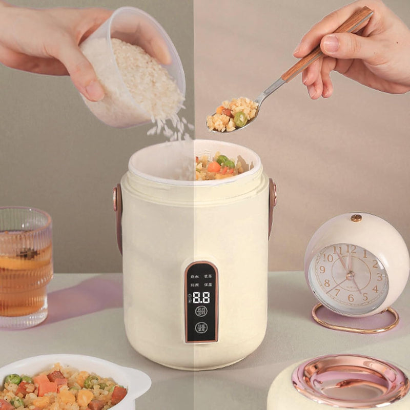 BROLEO Mini Rice Cooker, Easy To Clean Electric Stewpot Efficient Heating for Home for Office (Beige)