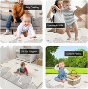 Beauenty Baby Play Mat, 200 180 1CM Waterproof Non-Slip Large Reversible Playmat Crawling Mat, Extra Thick Soft Baby Playmats for Playing or Camping Mat Bedroom Living Room Plush Carpet Area (B)