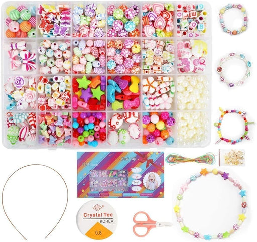Mumoo Bear Children DIY Bead Set, 550pcs Pony Alphabet Pop Beads for Making Necklace Bracelet Ring, Art Craft & Jewellery Making Kit for Kids Girls Age 4 5 6 7 8, 24 Types - 550pcs Pony Alphabet Pop Beads Small
