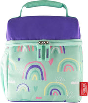 STANDARD POP TOP REUSABLE LUNCH BAG - DINOSAUR KINGDOM, INSULATED TRAVEL BAG - RAINBOW
