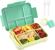 Lunch Box For Kids School, Bento Lunch Box, Lunch Containers for Adults/Kids/Toddler, Leakproof with 1330ML-5 Compartment Microwave & Dishwasher& Freezer Safe(Pink) - Green