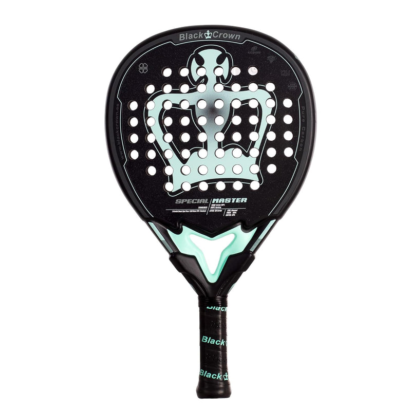 Black Crown - Black Crown Special Master Padel Racket - 355 g to 370 g - Carbon Tubular Frame - 12K Carbon Core - SSB Black EVA Rubber - 40% Power, 60% Control
