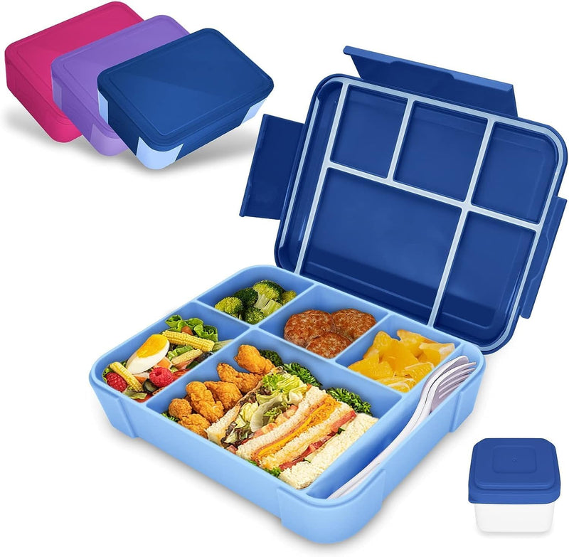 Generic Lunch Box for Kids & Adults, Rectangular, Grey, 1330 ml, 4 Compartments, Leak-proof, Microwave & Dishwasher Safe - Royal Blue 1330 ml